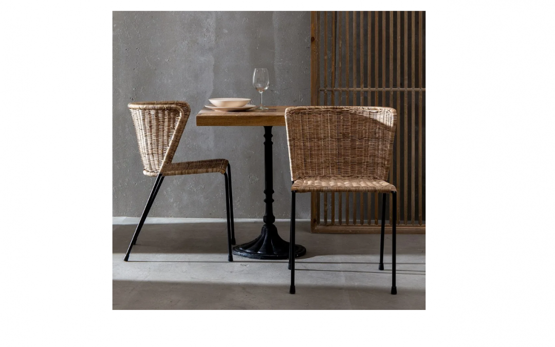 SILLA FIBRA NATURAL Y PATAS HIERRO MED: 50 X 54 X 77 CM ALTO