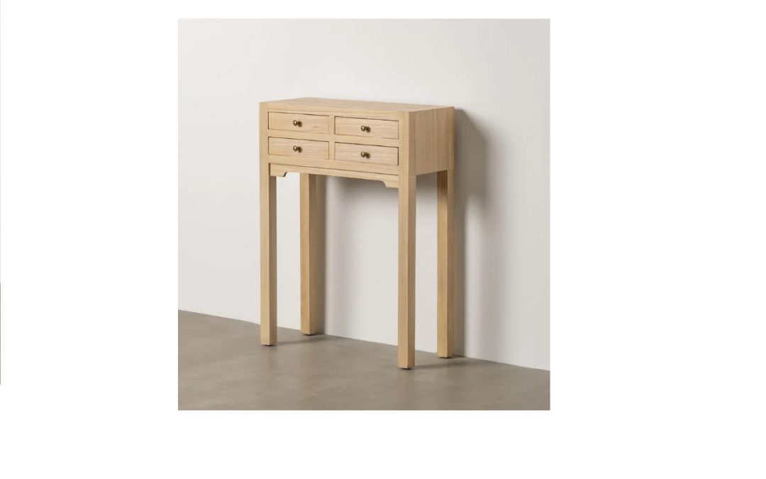 CONSOLA DM-MADERA NATURAL 4 CAJONES MED: 63 X 26 X 85 CM ALTO