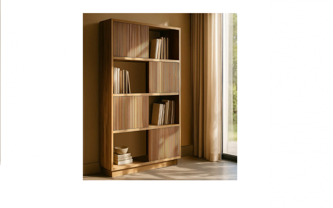 LIBRERÍA 4 PUERTAS Y 4 HUECOS MADERA DE TECA MED: 100 X 35 X 168 CM ALTO
