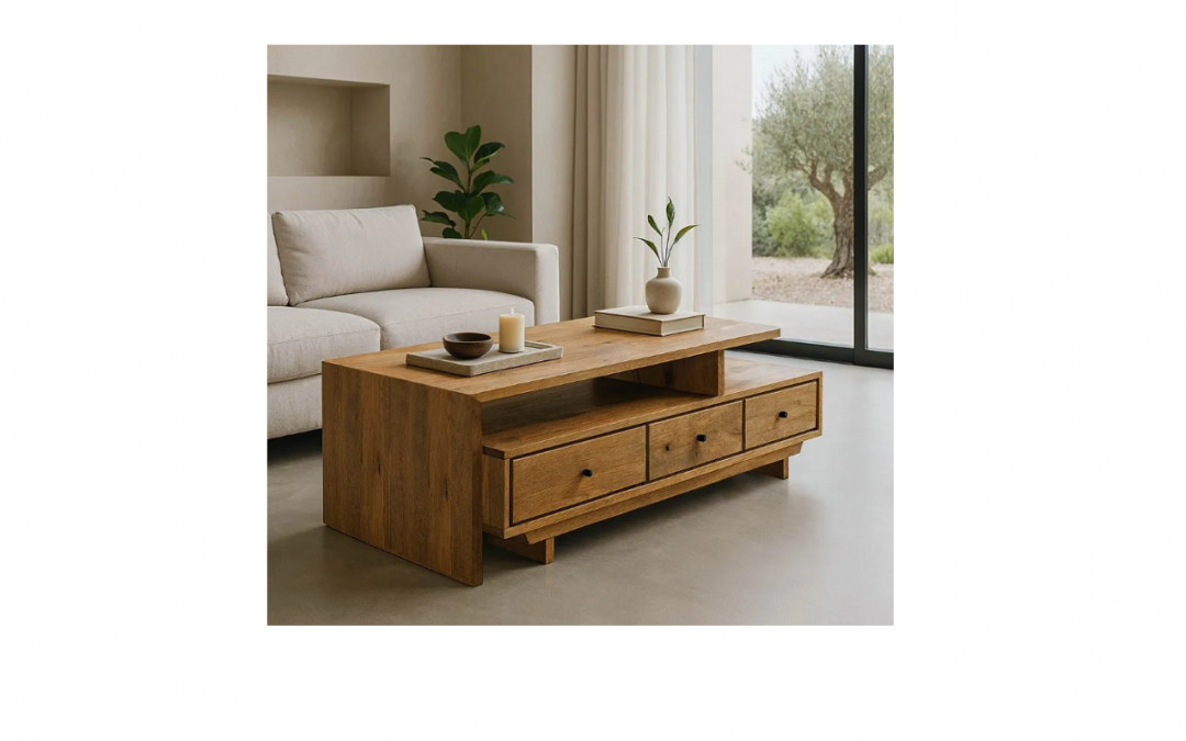 MESA DE CENTRO MADERA DE MANGO 3 CAJONES MED: 150 X 60 X 45 CM ALTO