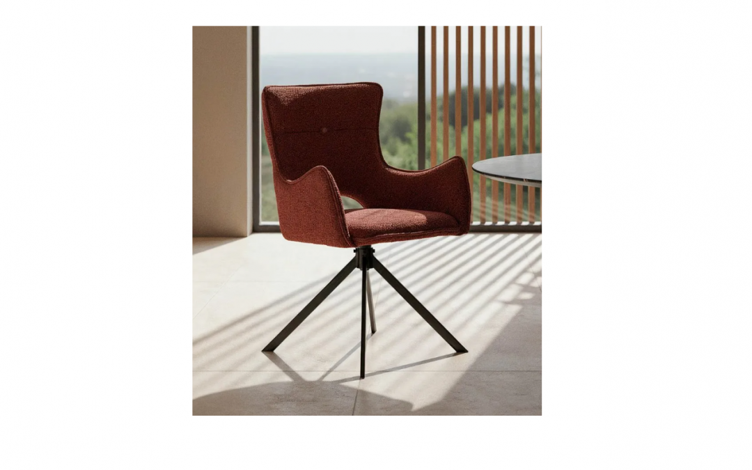 SILLA TAPIZADA ROJO Y PATA METÁLICA MED: 57 X 60 X 86,5 CM ALTO (TAMBIÉN EN COLOR BEIGE O GRIS)