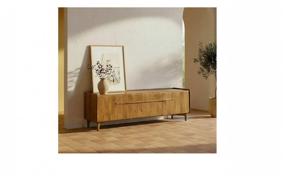 MUEBLE T.V. 2 PUERTAS 1 CAJÓN MADERA DE MANGO MED: 160 X 40 X 50 CM ALTO