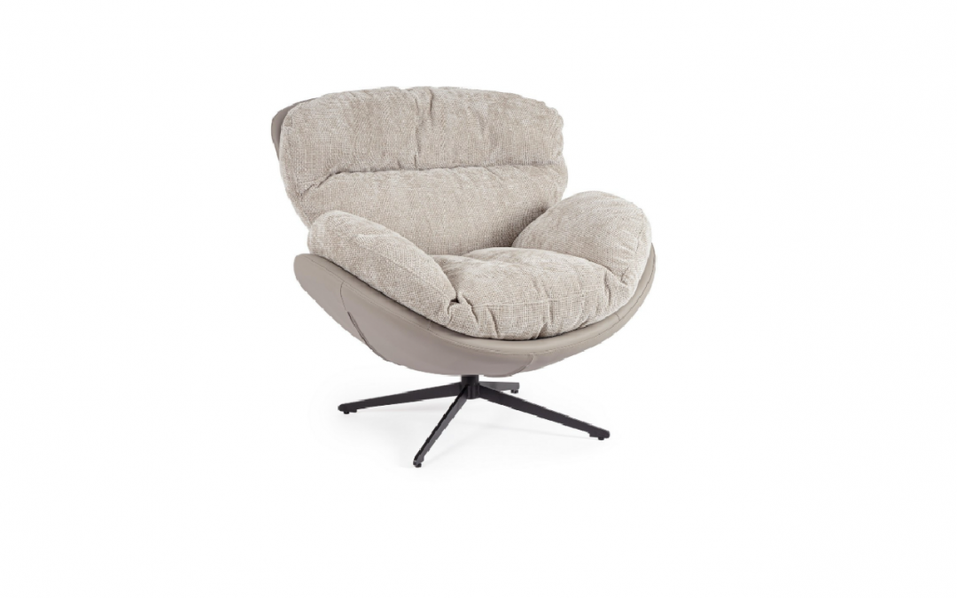 SILLÓN GIRATORIO 360º TAPIZADO COLOR GRIS Y PATA ACERO MED: 100 X 101 X 94 CM ALTO