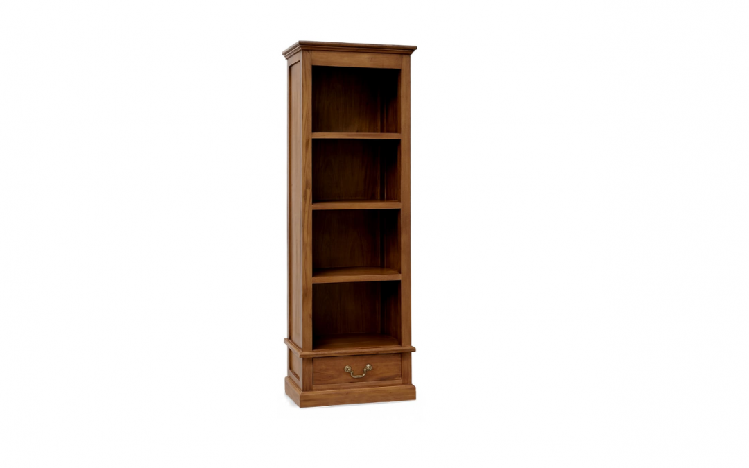LIBRERÍA 1 CAJÓN 4 HUECOS MADERA DE CAOBA MACIZA MED: 56 X 35 X 180 CM ALTO