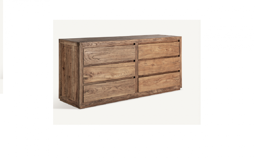 CÓMODA 6 CAJONES MADERA DE OLMO MED: 180 X 51 X 81 CM ALTO
