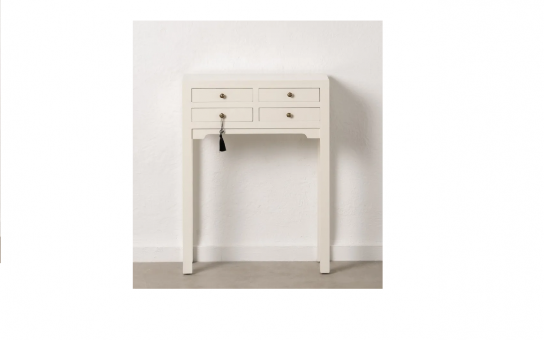 CONSOLA 4 CAJONES MADERA LACADO BLANCO MED: 63 X 26 X 85 CM ALTO (TAMBIÉN DE 85 CM DE ANCHO) (TAMBIÉN EN COLOR AZUL)