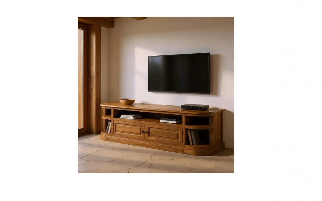 MUEBLE T.V. 2 PUERTAS Y 5 HUECOS MADERA DE MANGO MED: 198 X 45 X 50 CM ALTO