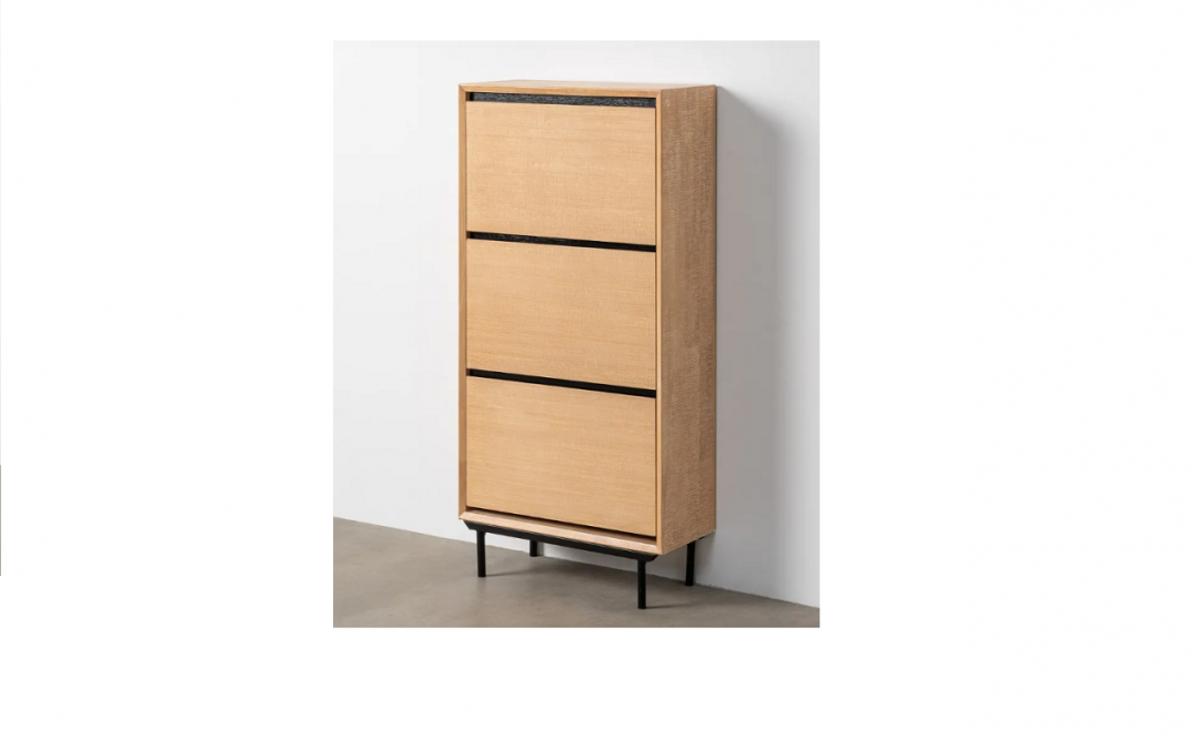 ZAPATERO MADERA Y PATAS METÁLICAS COLOR NEGRO MED: 60 X 25 X 123 CM ALTO