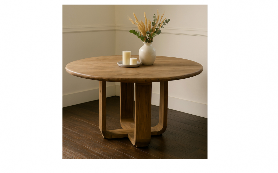 MESA DE COMEDOR REDONDA FIJA MADERA DE TECA MED: 140 X 140 X 77 CM ALTO