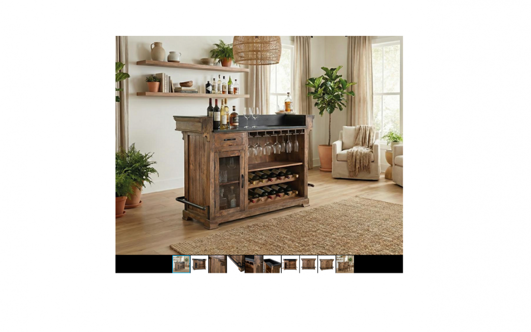 MUEBLE BAR MADERA DE MANGO Y TAPA DE GRANITO MED: 150 X 62 X 110 CM ALTO