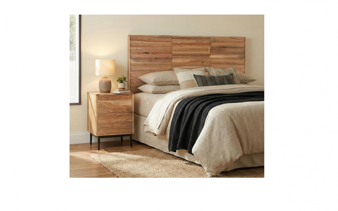 MESITA 2 CAJONES MADERA DE ACACIA Y BASE DE HIERRO MED: 45 X 35,5 X 61 CM ALTO