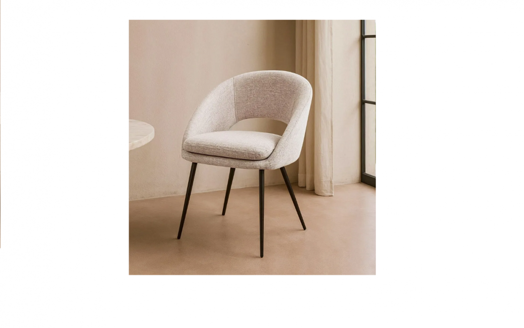 SILLA TAPIZADA COLOR CREMA Y PATAS METÁLICAS MED: 58 X 60 X 80 CM ALTO (COJÍN DESENFUNDABLE) (TAMBIÉN EN COLOR CALABAZA Y ROSA)