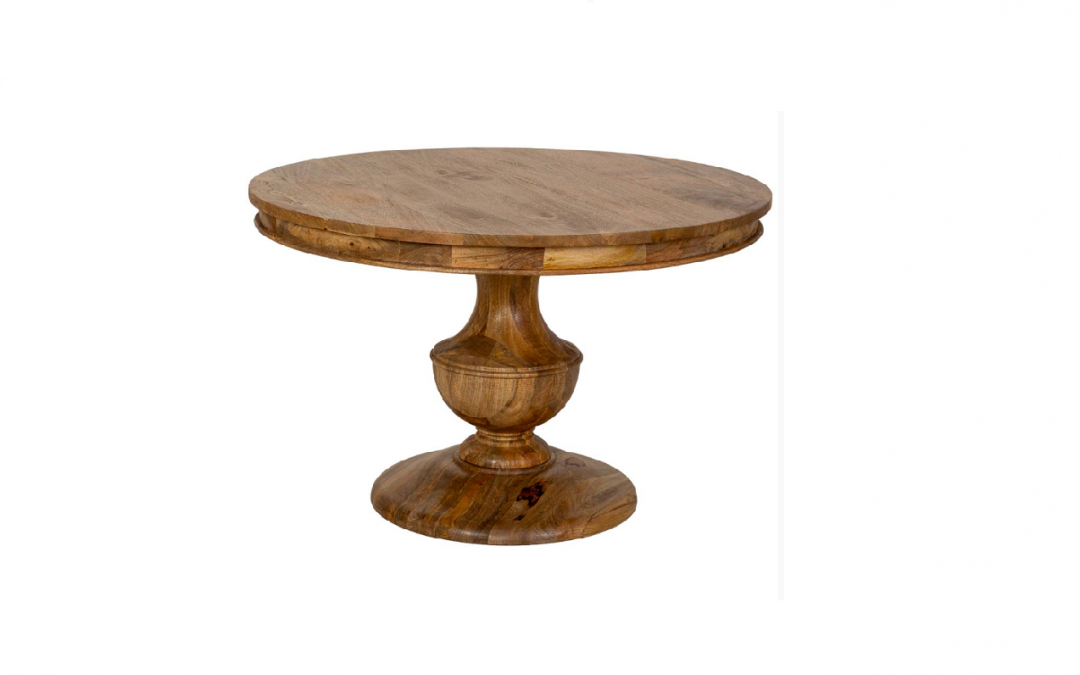 MESA DE COMEDOR REDONDA FIJA MADERA DE MANGO MED: 120 X 120 X 76 CM ALTO