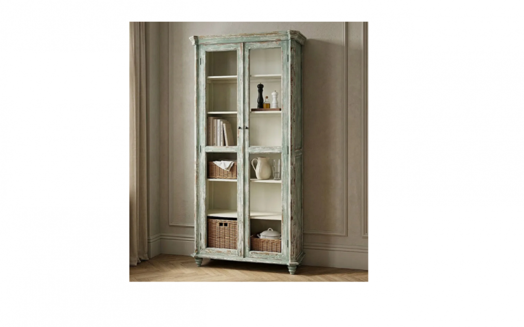 VITRINA 2 PUERTAS 6 HUECOS MADERA RECICLADA / CRISTAL MED: 101 X 44 X 216 CM ALTO