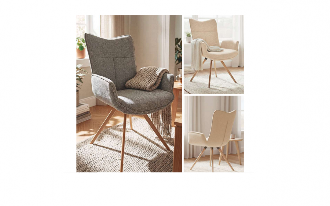 SILLA TAPIZADA COLOR GRIS O BEIGE Y PATAS METÁLICAS IMITACIÓN MADERA DE ROBLE MED: 57,5 X 56,5 X 91 CM ALTO (PEDIDO MÍNIMO 2 UDS)