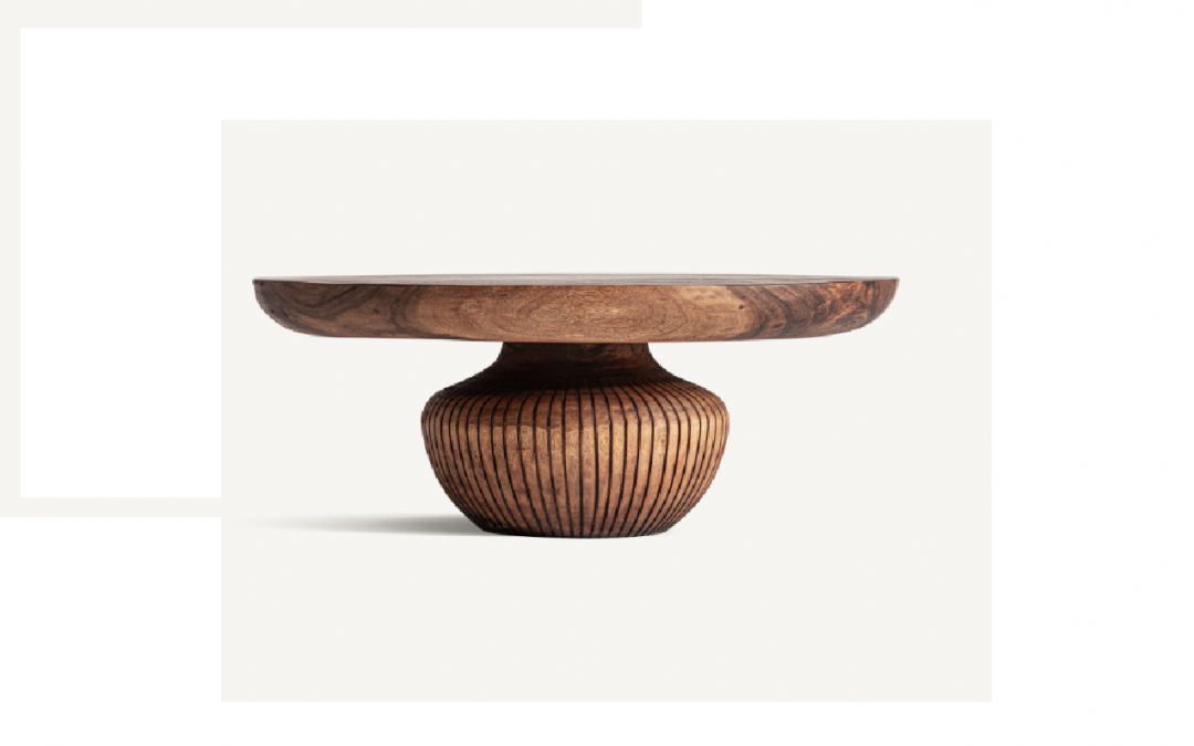 MESA DE CENTRO REDONDA MADERA DE SUAR CON ACABADO SATINADO MED: 90 X 90 X 36 CM ALTO