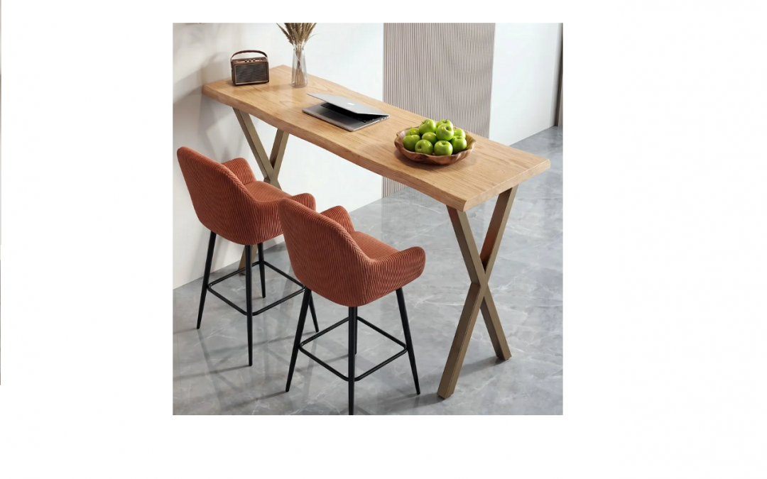 MESA ALTA DM Y PATAS METÁLICAS GROSOR TABLERO 4 CM MED: 110 X 60 X 106 CM ALTO