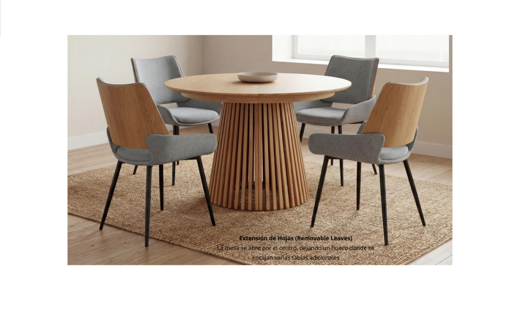 MESA DE COMEDOR EXTENSIBLE MADERA DE ROBLE COLOR MIEL MED: 120 X 120 X 76 EXTENSIBLE A 160 / 200 CM