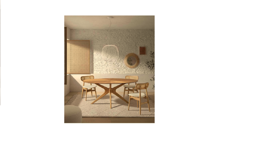 MESA DE COMEDOR FIJA OVALADA CHAPA DE ROBLE MED: 180 X 110 X 75 CM ALTO