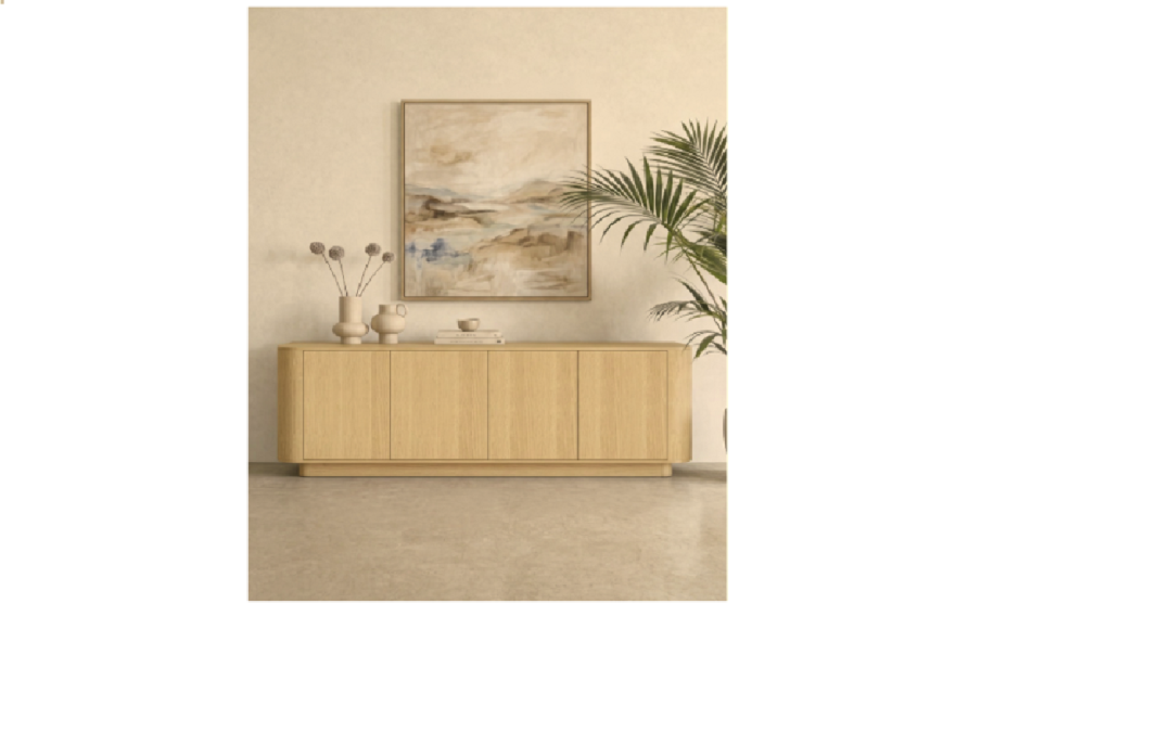 APARADOR 4 PUERTAS CON ESTANTES INTERIORES CON ESQUINAS REDONDEADAS LAMINADO DE ROBLE MED: 160 X 40 X 75 CM ALTO